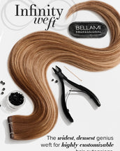 BELLAMI Professional Infinity Weft 24" 90g Mochachino Brown/Caramel Blonde #1C/18/46 Rooted Hair Extensions