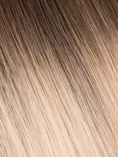 BELLAMI Professional Silk Seam™ | 140g 16" Walnut Brown/Ash Blonde (3/60) Rooted Clip-In Hair Extensions