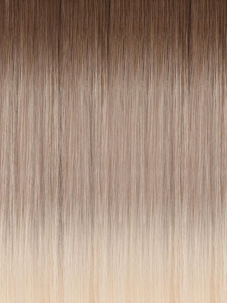 BELLAMI Professional Hand-Tied Weft | 14" 48g Cool Mochachino Brown/White Blonde #1CC/#80 Balayage Hair Extensions