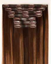 BELLAMI Silk Seam 24" 260g Dark Honey Cocoa Highlight Clip-In Hair Extensions